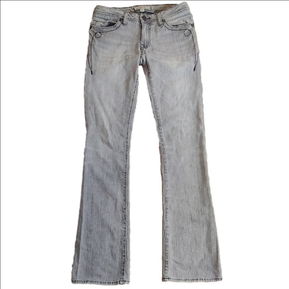 Light Gray Straight Leg Jeans with Washed Texture - Picture 1 of 2